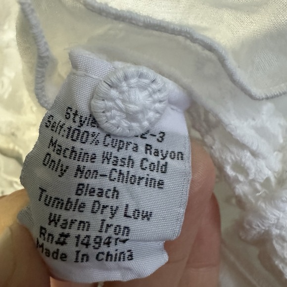 Johnny Was White Hyacinth Blouse Eyelet Lace Large short Sleeve Top Button Boho - Picture 12 of 16